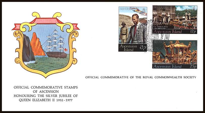 Silver Jubilee set of three on an unaddressed colour illustrated First Day Cover.