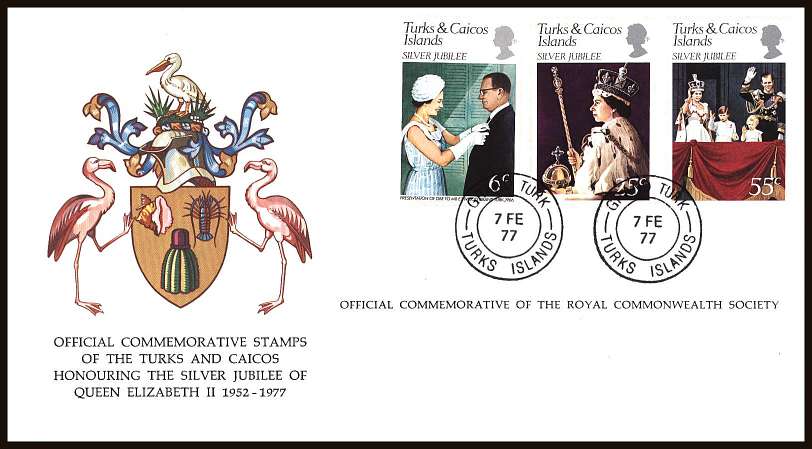 Silver Jubilee set of three on an unaddressed colour illustrated First Day Cover.