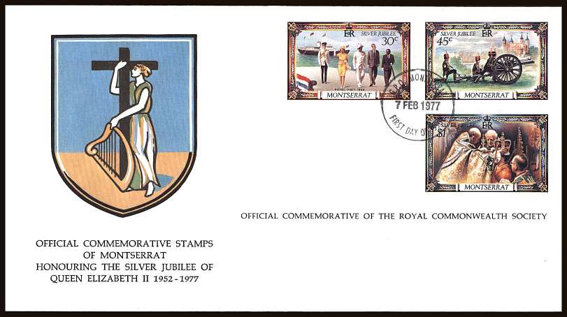 Silver Jubilee set of three on an unaddressed colour illustrated First Day Cover.