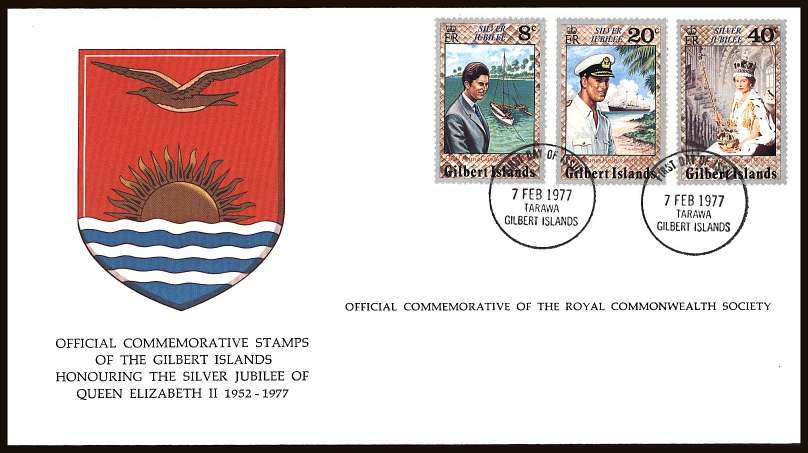 Silver Jubilee set of three on an unaddressed colour illustrated First Day Cover.