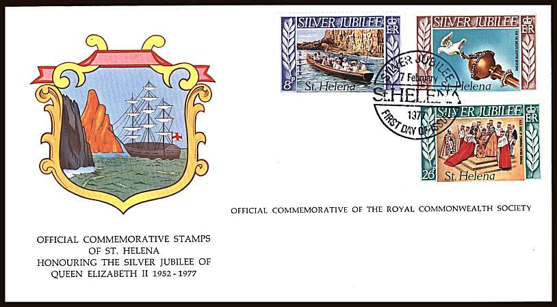 Silver Jubilee set of three on an unaddressed colour illustrated First Day Cover.