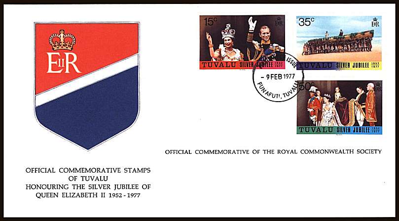 Silver Jubilee set of three on an unaddressed colour illustrated First Day Cover.