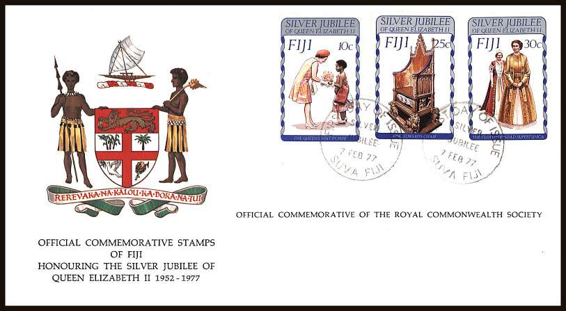 Silver Jubilee set of three on an unaddressed colour illustrated First Day Cover.