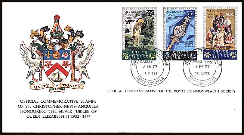 Silver Jubilee set of three on an unaddressed colour illustrated First Day Cover.