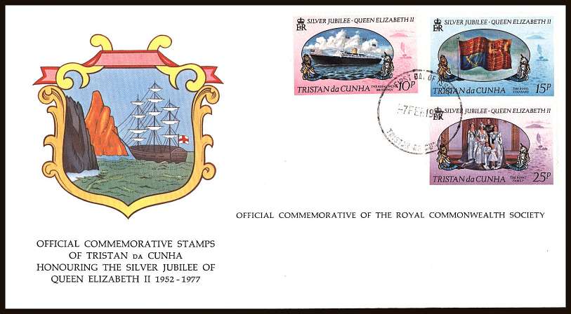 Silver Jubilee set of three on an unaddressed colour illustrated First Day Cover.