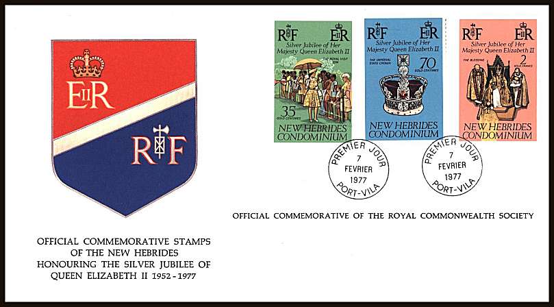 Silver Jubilee set of three on an unaddressed colour illustrated First Day Cover.