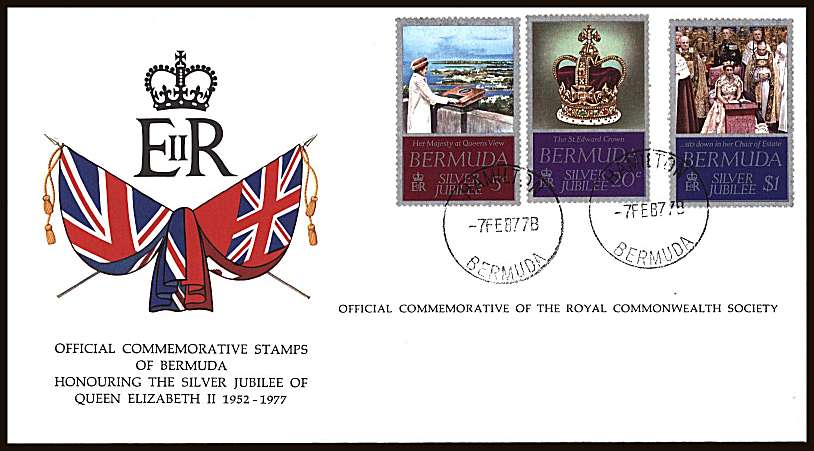 Silver Jubilee set of three on an unaddressed colour illustrated First Day Cover.