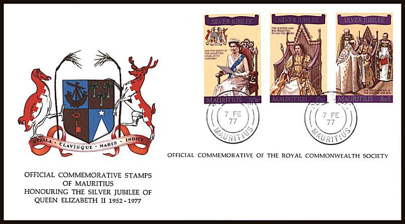 Silver Jubilee set of three on an unaddressed colour illustrated First Day Cover.