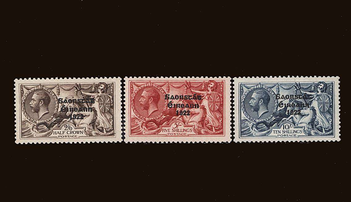 The ''Narrow Date'' Seahorses set of three.<br/>Superb unmounted mint. Scarce set unmounted.
<br/><b>QQS</b>