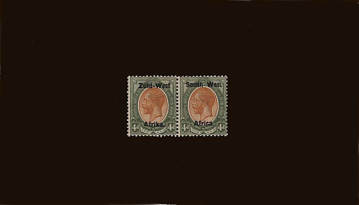 4d Orange-Yellow and Sage-Green
<br/>Setting Type I pair<br/>
fine lightly mounted mint.
<br/><b>QQS</b>
