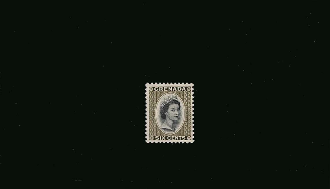 6c Black and Olive-Green - Watermark Block CA<br/>
A superb unmounted mint single. A rare stamp!<br/>
SG Cat £200.00
<br/><b>QQW</b>