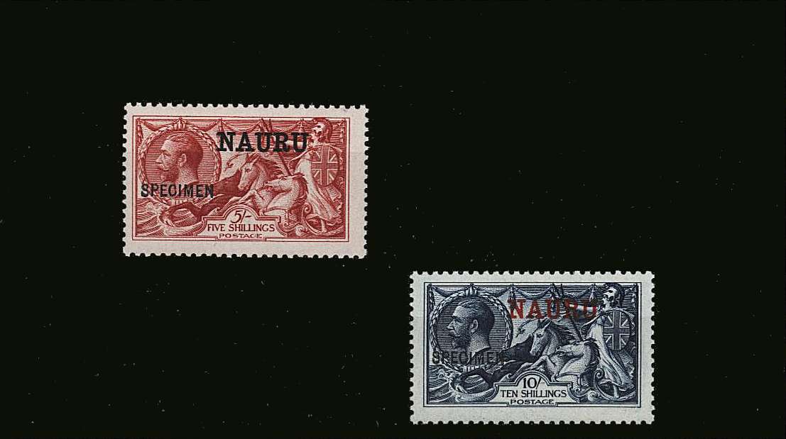 The ''WATERLOW'' printing set of two oveprinted ''SPECIMEN'' superb unmounted mint with perfect perforations.<br/>
A very rare set to find unmounted mint and so fine.<br/>SG Cat for mounted �00.00 
<br><b>QQV</b>