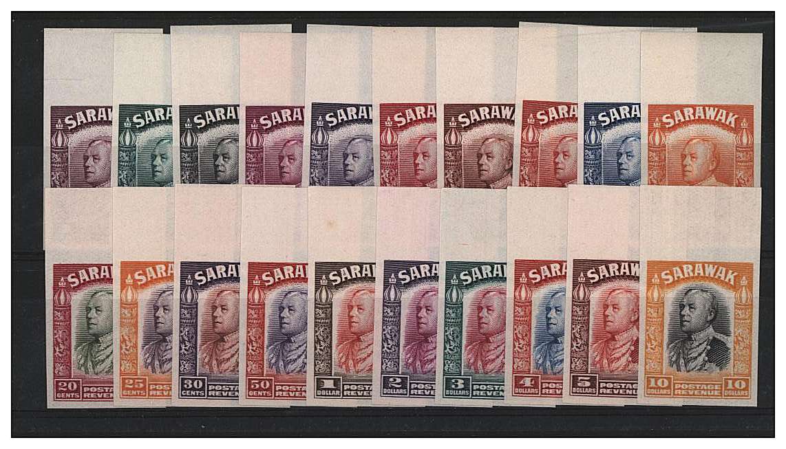 The Sir Charles Brook set of twenty imperforate top marginal PLATE PROOFS.<br/>The stamps are all superb unmounted with a light hinge mark on margin. SG footnote listed. 
<br><b>QQV</b>