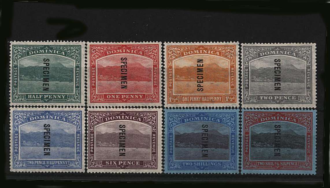 The Multiple Script CA set of eight lightly mounted mint overprinted ''SPECIMEN''. A fine and fresh set.<br/>SG Cat £160 
<br/><b>QQV</b>