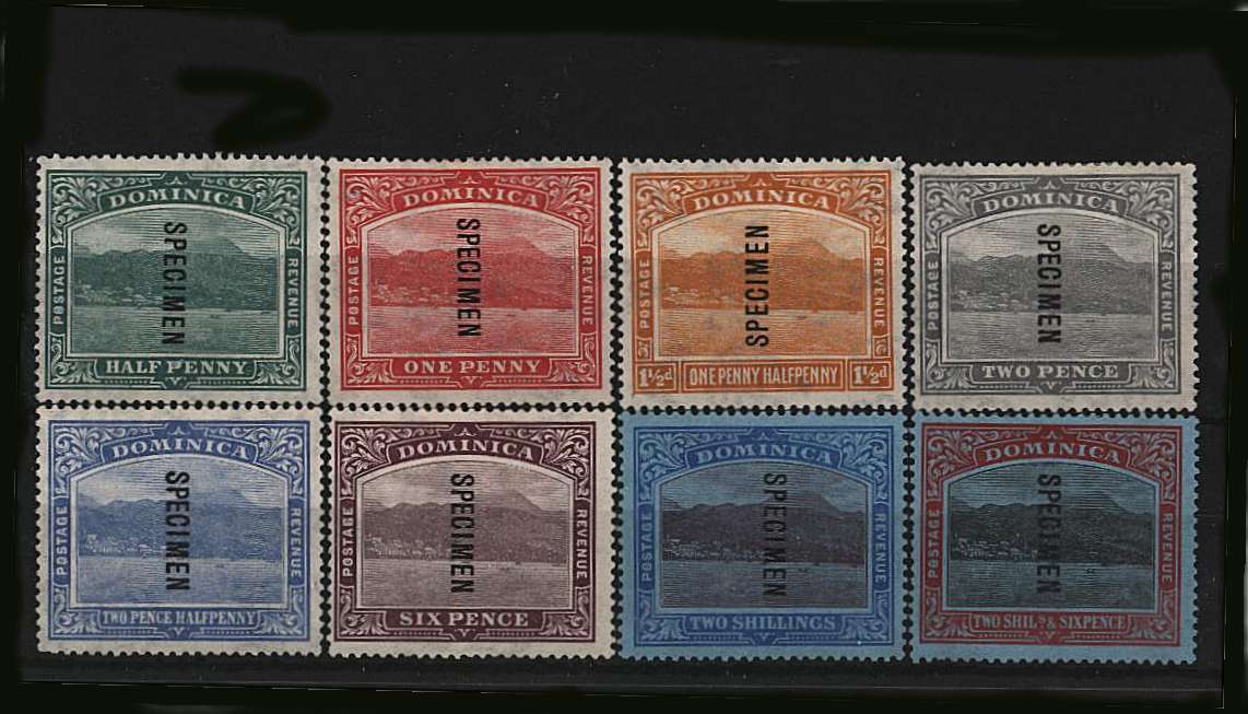 The Multiple Script CA set of eight lightly mounted mint overprinted ''SPECIMEN''. A fine and fresh set.<br/>SG Cat £160 
<br/><b>QQV</b>