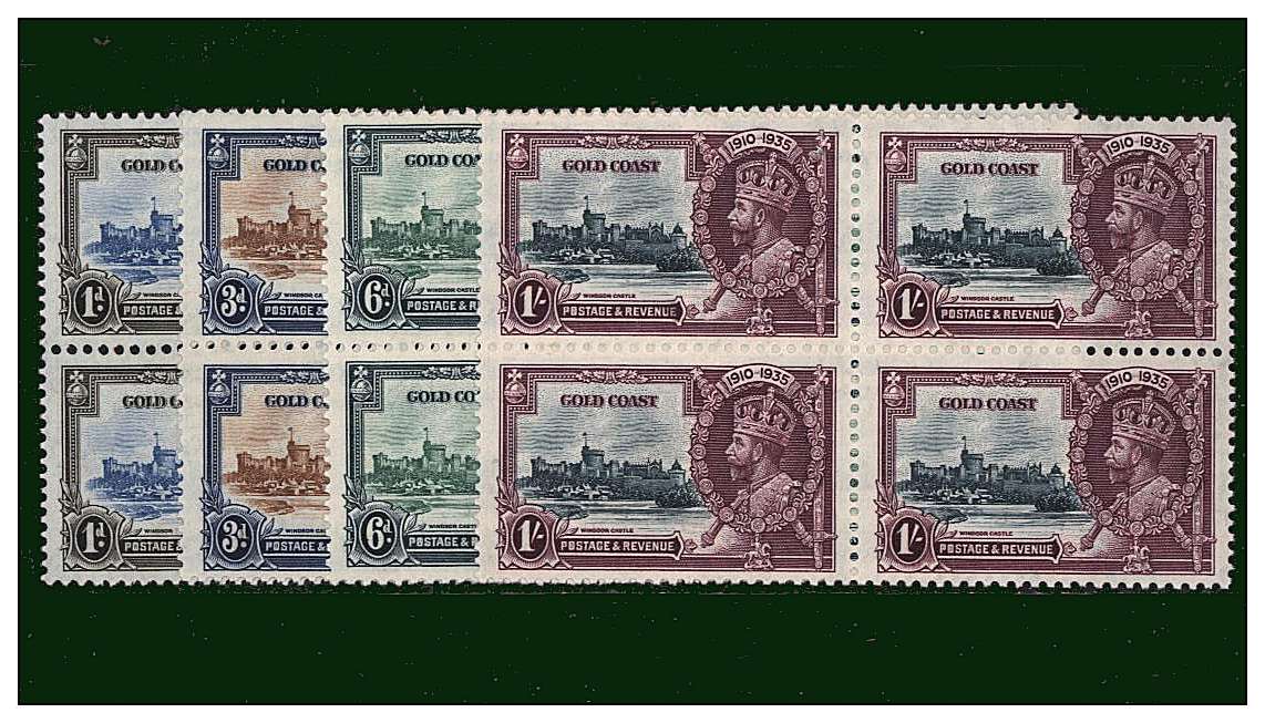 Silver Jubilee set of four IN superb unmounted mint BLOCKS OF FOUR.<br/><b>SEARCH CODE: 1935JUBILEE</b><br/><br/><b>QQF</b>
