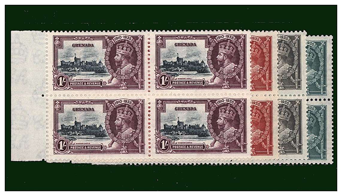 Silver Jubilee set of four in superb unmounted mint left side marginal blocks of four.<br/><b>SEARCH CODE: 1935JUBILEE</b><br/><b>QQF</b>