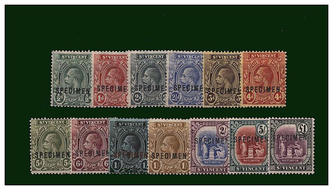 The Multiple Crown set of thirteen very lightly mounted mint overprinted SPECIMEN.<br/>A lovely bright and fresh set.
<br/><b>QQF</b>