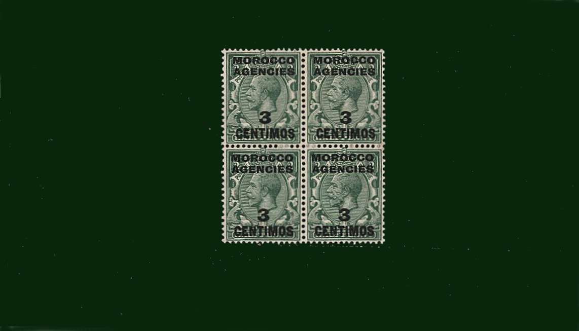 3c on ½d Green<br/>
In a superb unmounted mint block of four.
<br/>SG Cat £17.00
<br/><b>BBD</b>