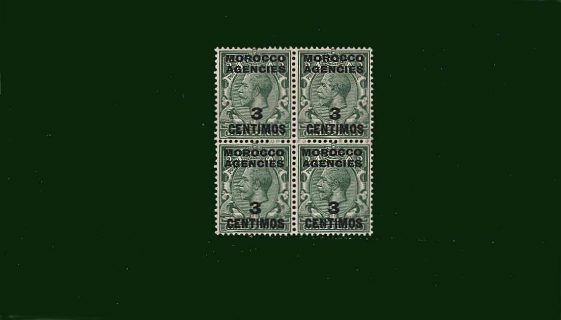 3c on ½d Green<br/>
In a superb unmounted mint block of four.
<br/>SG Cat £17.00
<br/><b>BBD</b>