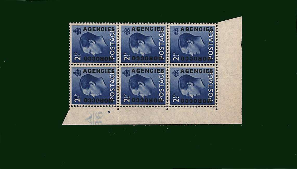 2½d Bright Blue<br/>
A superb unmounted mint cylinder block of six<br/>
A-36 bar      No Dot 2
<br/><b>BBD</b>