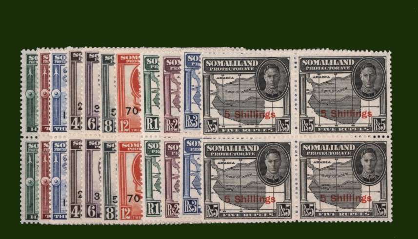 The surcharged set of eleven in superb unmounted mint blocks of four
<br><b>BBG</b>