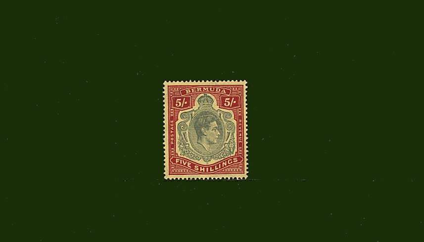5/- Green and Red on Pale Yellow<br/>A superb unmounted mint single
<br><b>BBG</b>