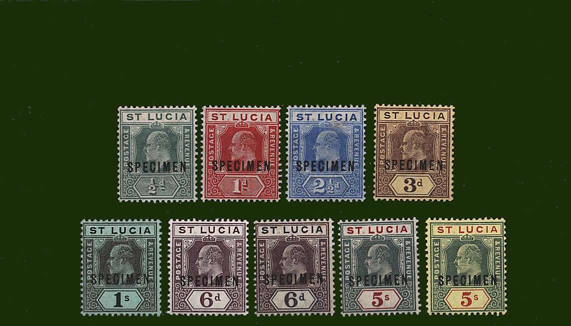 The Edward 7th set of nine overprinted <b>''SPECIMEN''</b> lightly mounted mint.
<br><b>BBH</b>