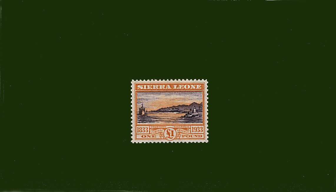 Abolition of Slavery and William Wilberforce<br/>
The £1 Violet and Orange<br/>
A superb bright and fresh lightly mounted mint perfectly well centered stamp.<br/>
A gem!!
<br><b>BBH</b>