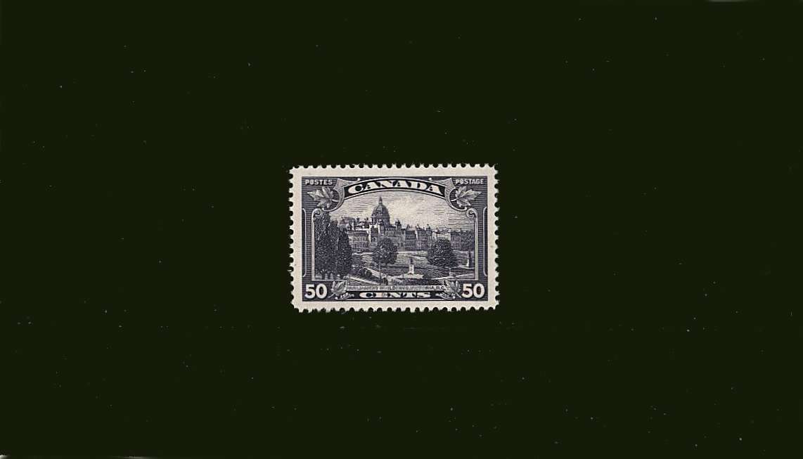 50c Deep Violet - Parliament Buildings<br/>
A superb unmounted mint single.
<br><b>BBJ</b>