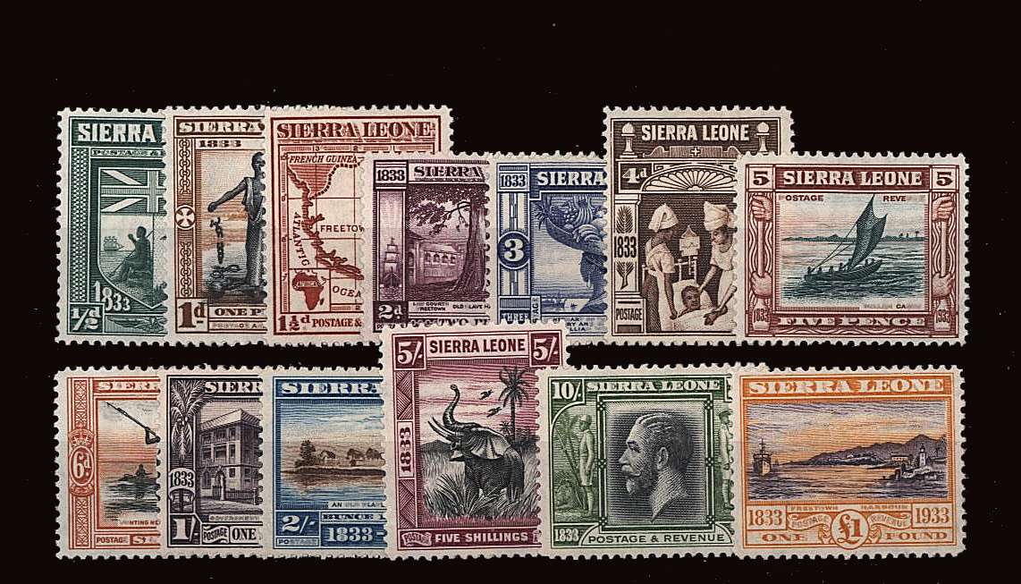 The famous ''William Wilberforce'' set of thirteen. A very fine bright and fresh set very lightly mounted mint.  A lovely set! <br/>
SG Cat £1100.00
<br/><b>BBK</b>