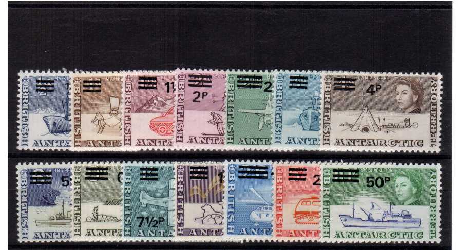 The decimal overprint set of fourteen superb unmounted mint