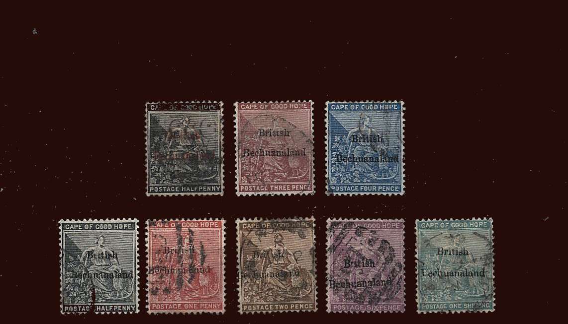 The first definitive set of eight from BRITISH BECHUANALAND superb fine used.<br/>Rare set!<br/>
SG Cat £519
<br/><b>BBM</b>