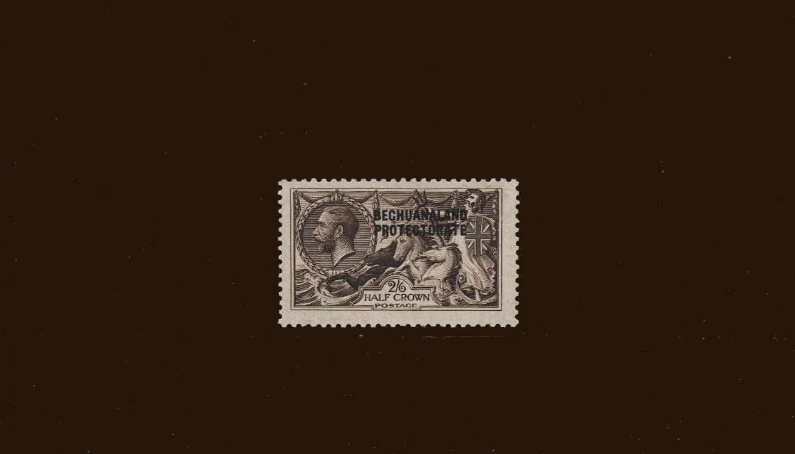2/6d Sepia printed by De La Rue ''Seahorse''<br/>
A superb bright and fresh very lightly mounted mint single with excellent centering.<br/>SG Cat 140<br/><b>BBM</b>