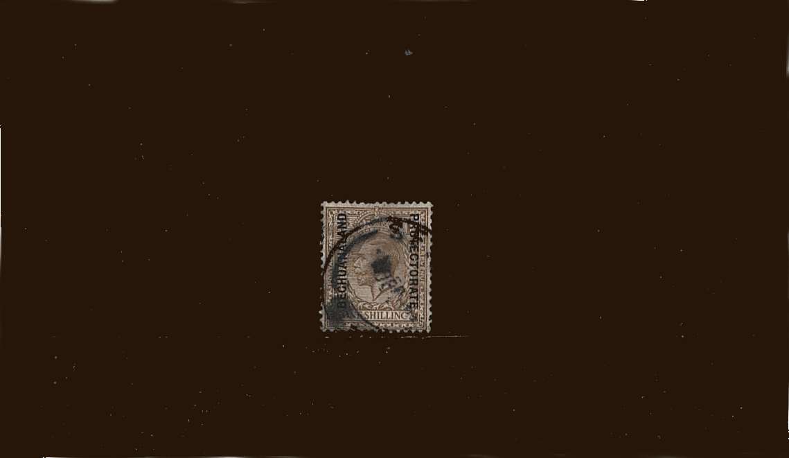 1/- Bistre<br/>
A good used single with a shortish perf at top<br/>SG Cat £45