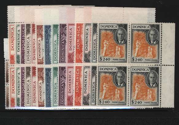 A superb unmounted mint set of fifteen all in right side marginal blocks of four.