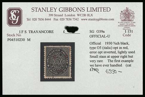 ¾ Black
<br/>For a full description please see scan.<br/>
This item is offered on the GIBBONS stock card<br/>thus it may be assumed to be correctly identified.
<br/><b>BBR</b>