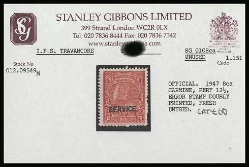 8ca Carmine
<br/>For a full description please see scan.<br/>
This item is offered on the GIBBONS stock card<br/>thus it may be assumed to be correctly identified.
<br/><b>BBR</b>