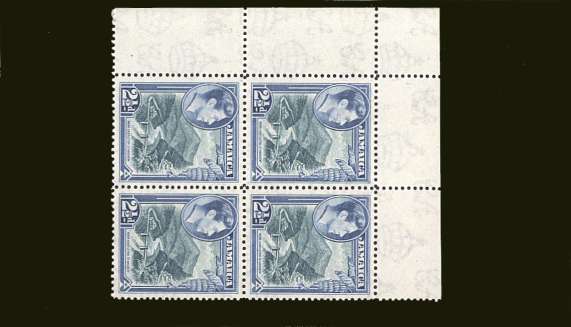 2½d Greenish Blue and Ultramarine<br/>in a superb unmounted mint NW corner block of four.<br/><b>BBT</b>
