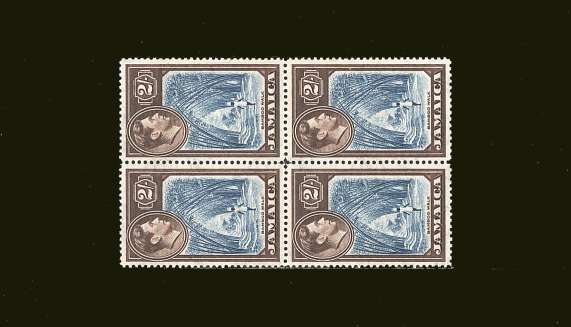 2/- Blue and Chocolate<br/>in a superb unmounted mint block of four.<br/><b>BBT</b>