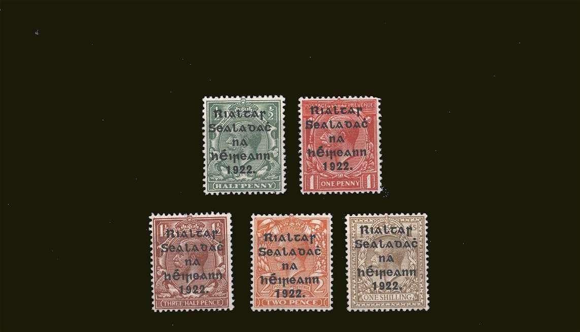 THOM wide date overprint in shiny blue-black<br/>set of five superb unmounted mint.
<br/><b>BBT</b>