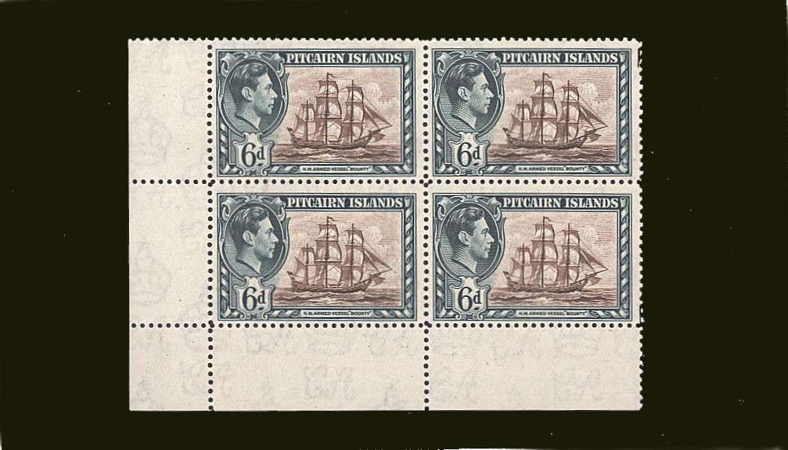 6d Brown and Deep Greenish-Grey in a superb unmounted mint SW corner block of four.
<br/><b>BBT</b>