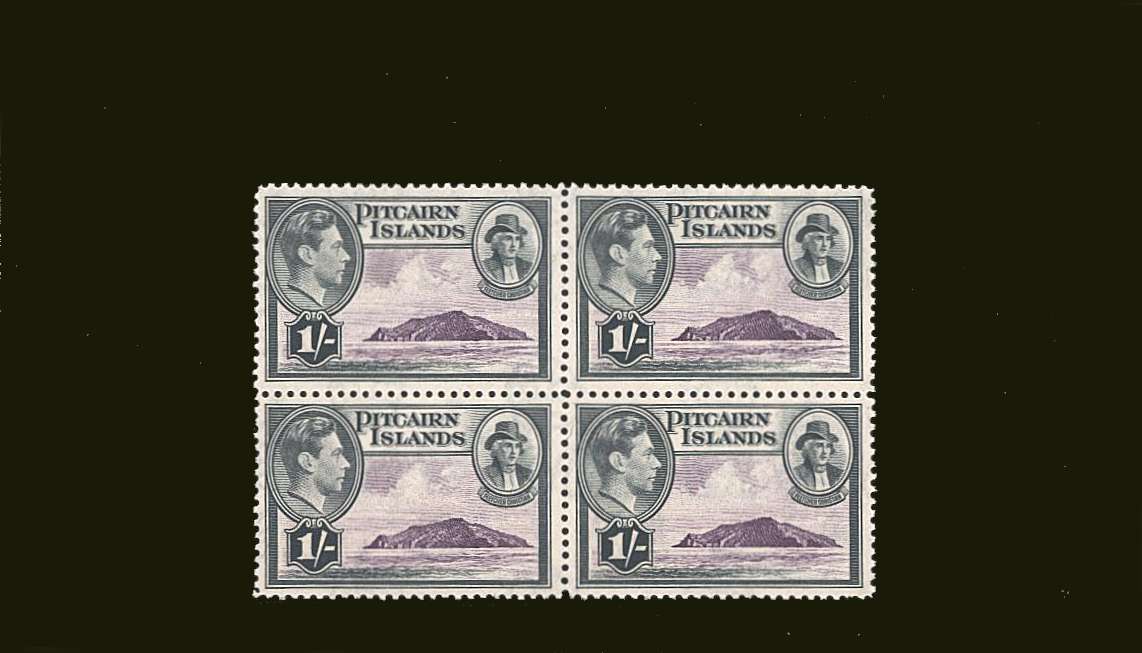 1/- Violet and Grey in a superb unmounted mint block of four.
<br/><b>BBT</b>