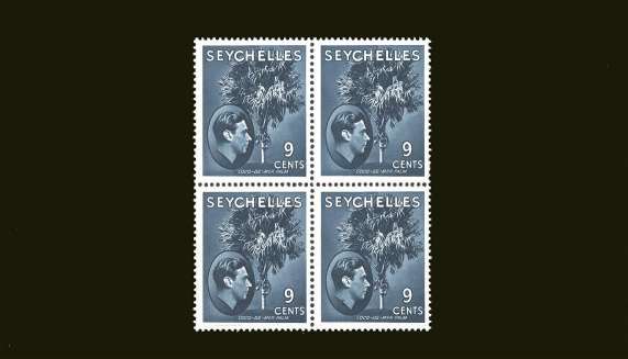 9c Grey-Blue definitive odd value - Chalky  paper<br/>in a superb unmounted mint block of four.