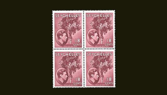 18c Carmine-Lake definitive odd value - Chalky paper<br/>in a superb unmounted mint block of four