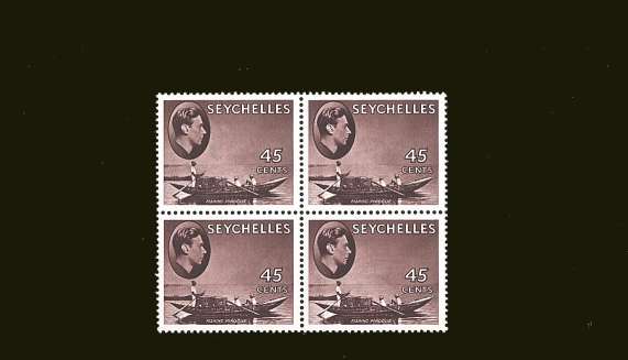 45c Purple-Brown  definitive odd value - Ordinary paper<br/>in a superb unmounted mint block of four
