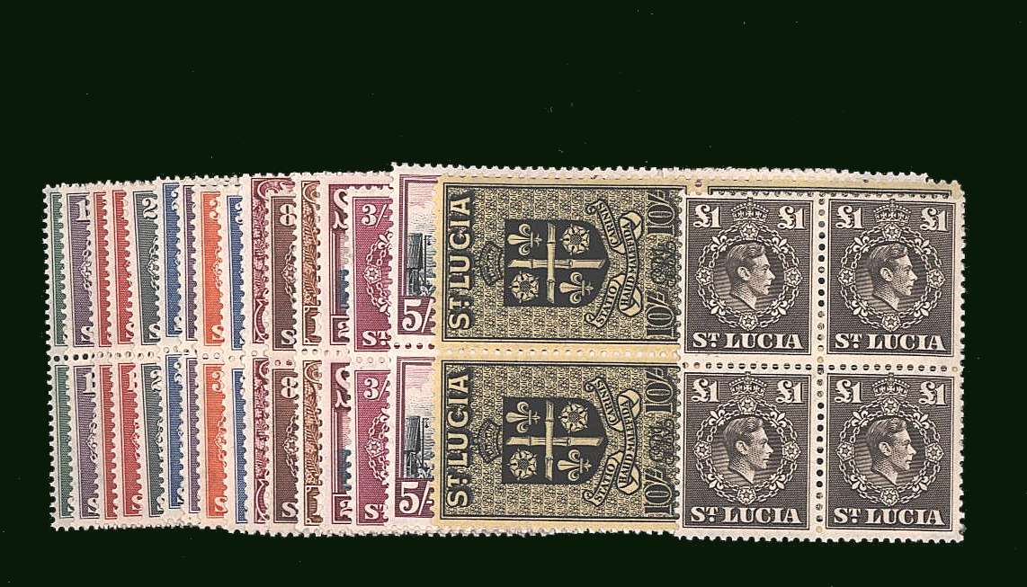 The George 6th set of seventeen in superb unmounted mint blocks of four.
<br/><b>BBT</b>