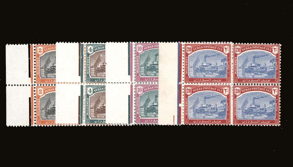 The Postage Due set of four in superb unmounted mint left side marginal blocks of four. 
<br><b>BBQ</b>