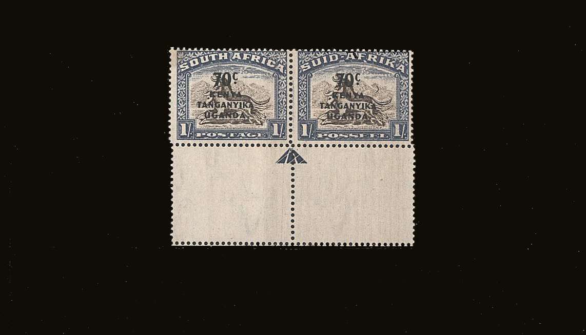 The Pictorial issue surcharged 70c on 1/- bilingual pair superb<br/> unmounted mint lower marginal showing the<br/>SG illustrated variety the <b>CRESCENT MOON FLAW</b><br/>SG Cat �70.00