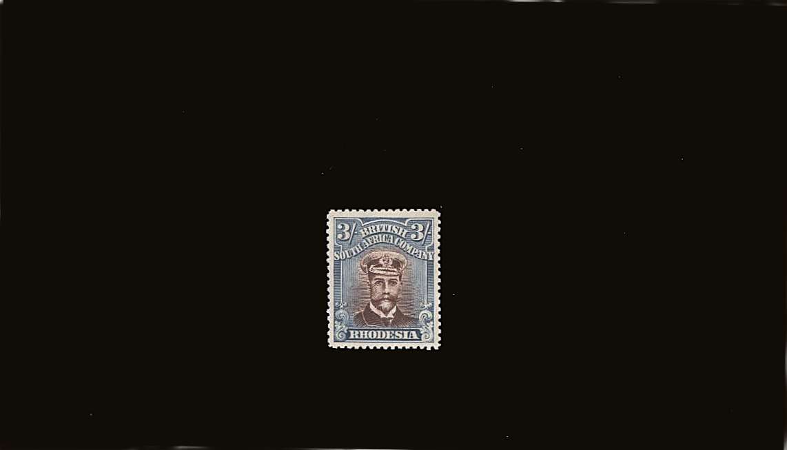 3/- Red-Brown and Bright Green - Head Die IIIB - Perforation 15<br/>
A superb unmounted bright and fresh stamp with excellent centering.<br/>Rare to find unmounted mint.